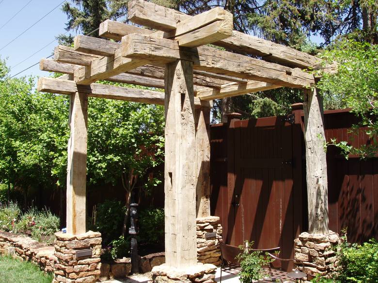 Hand Hewn Timber Gazebo / Gate Entrance  / Notice Mortise Pockets