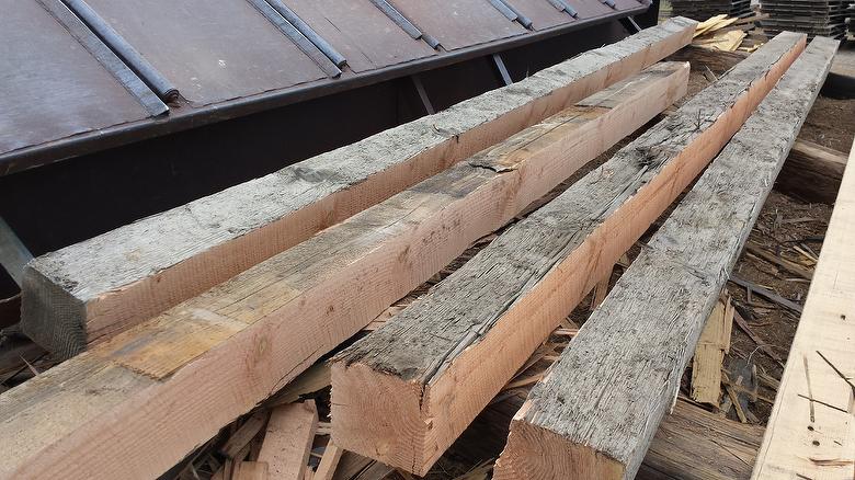 8x16 Weathered DF Timbers cut to 8x8 (1 fresh sawn face)