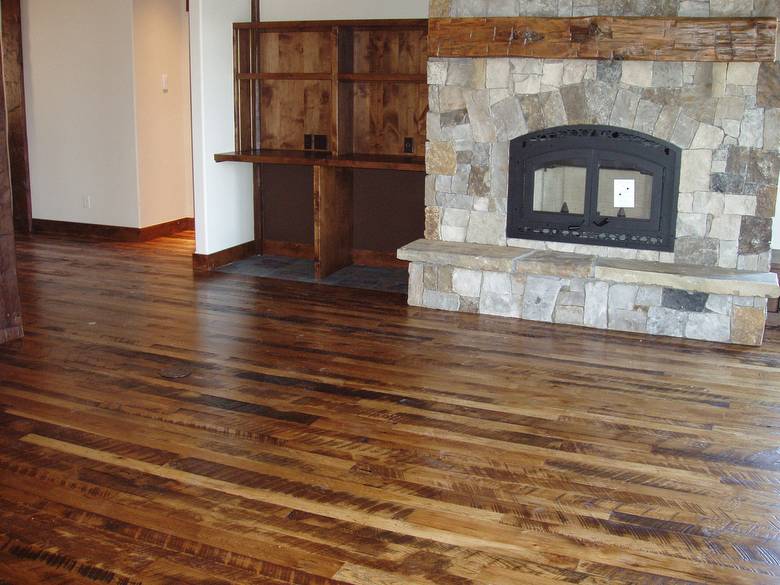 Rescued Skip-Planed T&G Random Width Floor / Finished With Fruit Wood Stain & Old Master Poly