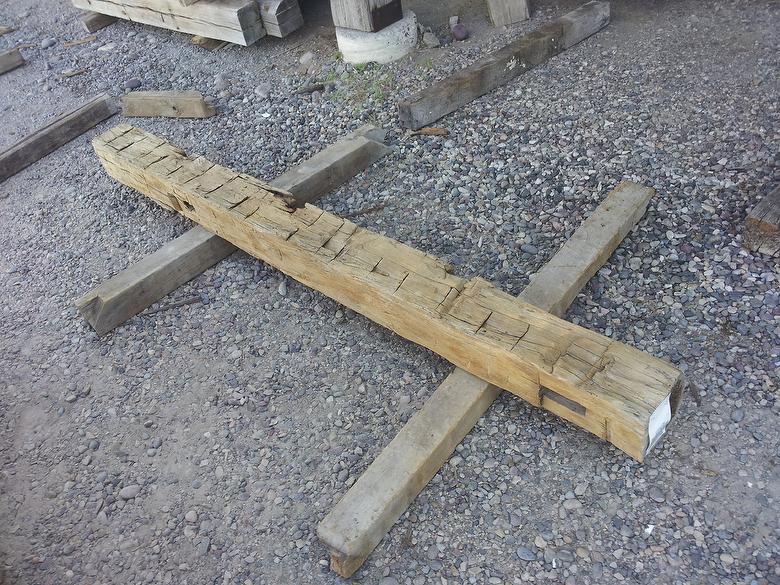 Hand-Hewn Unfinished Mantel (Pressure Washed)