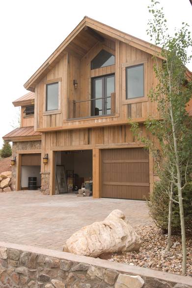 Garage View / Trestlewood II "Salty Fir" Circle-Sawn Siding