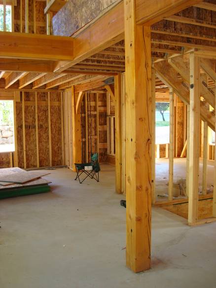 Kitchen / Dining room / Rescued Fir upright (foreground), TWII timbers