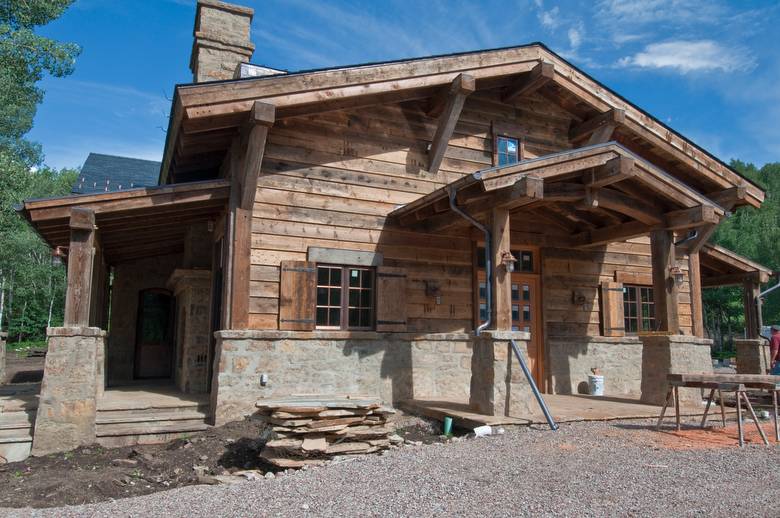 Weathered timbers and 1x12 wedgelap (with rabbet) weathered siding