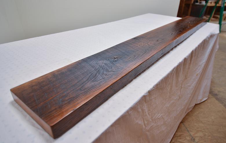 Oak; sanded; tung oil + linseed oil + gloss polyurethane finish