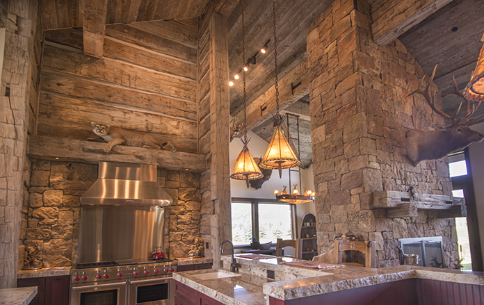 Interior:  Hand-Hewn Timbers and Skins and Antique Gray Barnwood
