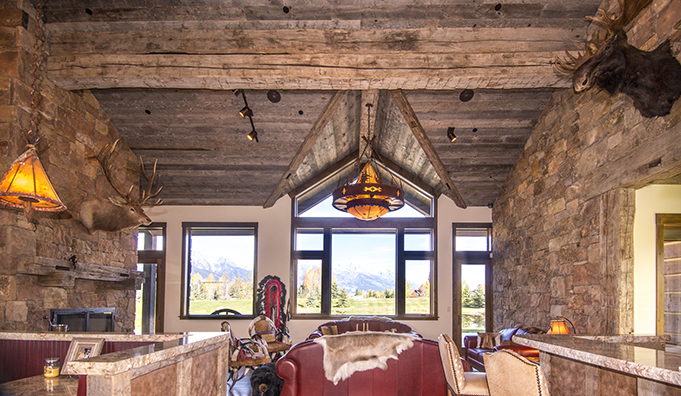 Interior:  Hand-Hewn Timbers and Antique Gray Barnwood