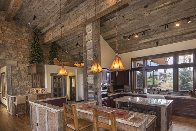 Interior:  Hand-Hewn Timbers and Skins and Antique Gray Barnwood