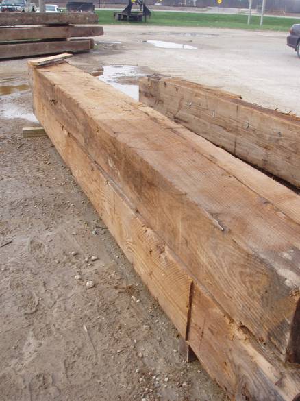 12x18 Weathered Timbers - Roughsawn / Two timbers stacked - Pressure Washed starting to dry