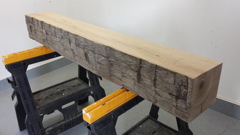 Hand-Hewn White Ash mantel - Cut on back and top side - ends squared