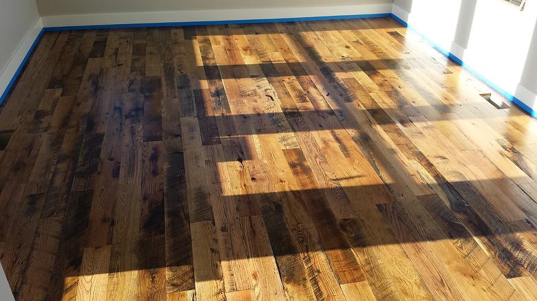 Skip-Planed Oak Flooring - all 4.5" 70% Skip 30% Smooth - Satin Polyurethane finish