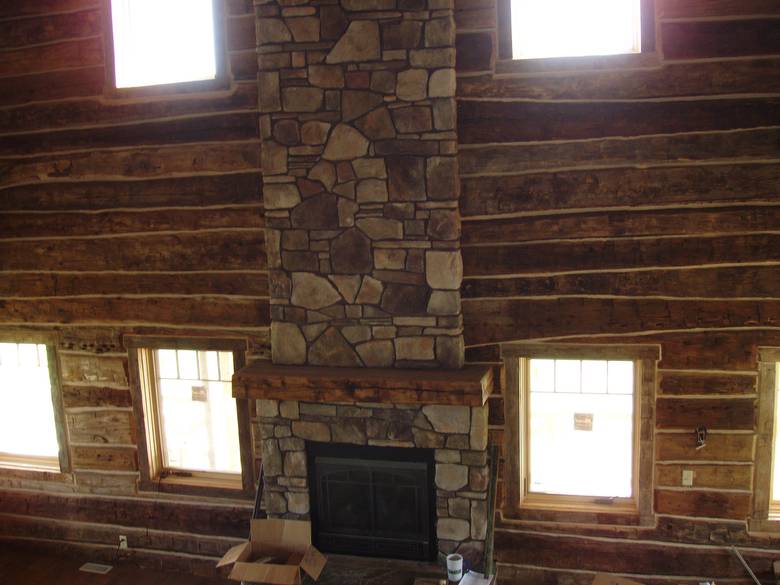 Interior Wall Clad with Hand Hewn Skins