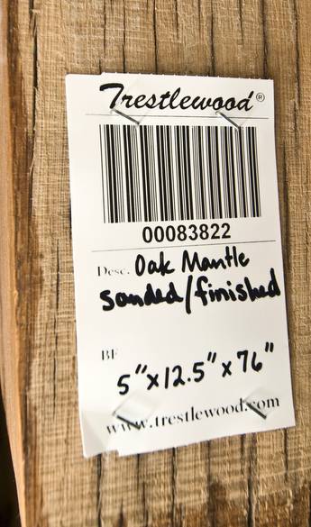 5" x 12 1/2" x 76" Oak Finished Mantel
