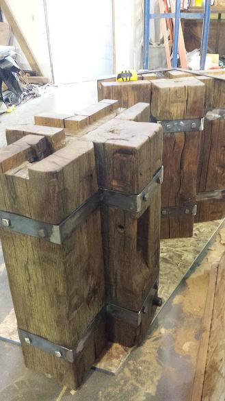 Table Bases made from Hardwood Hand-Hewn timbers