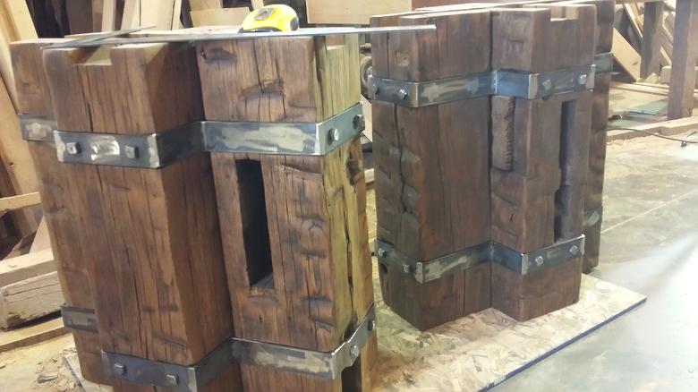Table Bases made from Hardwood Hand-Hewn timbers