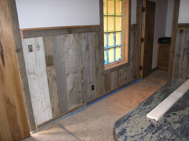 Motorcyle barn / changing room / mixed brown and grey barnwood