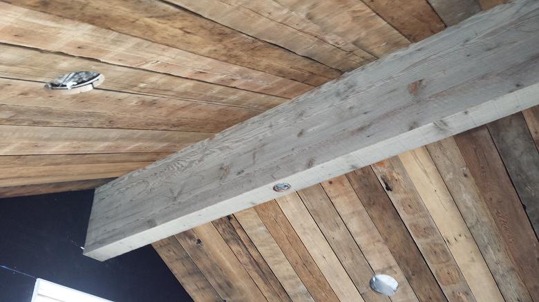 Mixed Barnwood Celing and NatureAged Barnwood Beam Wraps