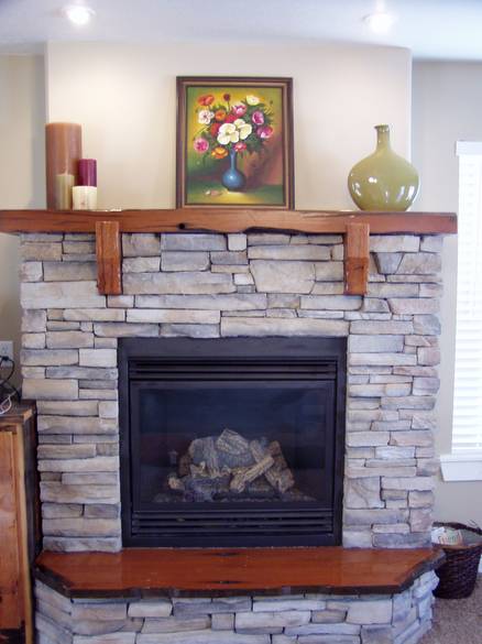 Redwood Mantel and Hearth
