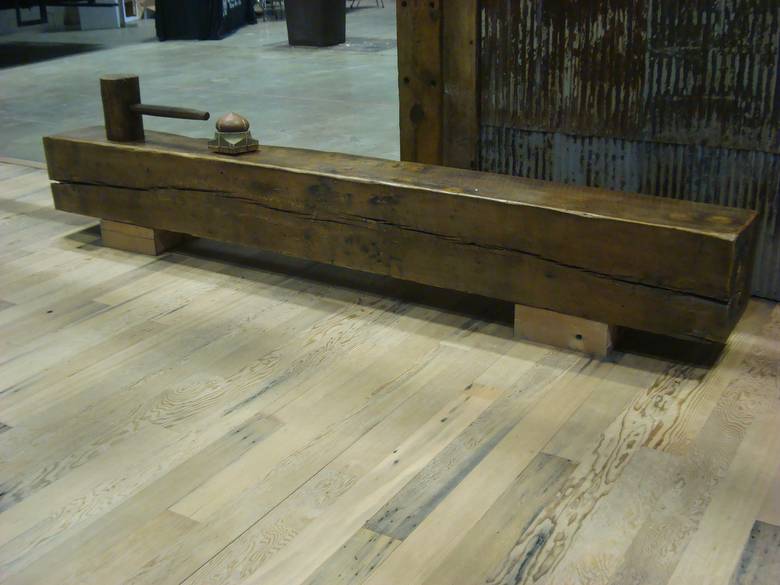 Oak beam from the Lebanon Opera House / Home made mallet, beam bench on Picklewood flooring