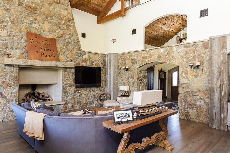 Antique Gray Barnwood cabinets and Mushroomwood Ceiling