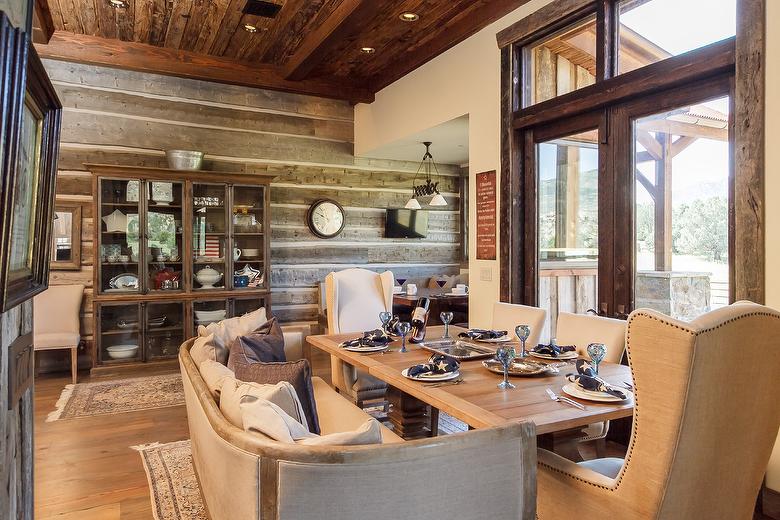 Weathered Hand-Hewn Middles, Antique Gray Barnwood trim and Mushroomwood ceiling
