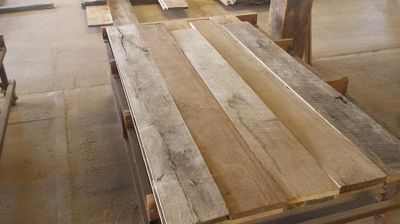 1 x 8 (edged to 7 1/2) weathered mixed hardwood