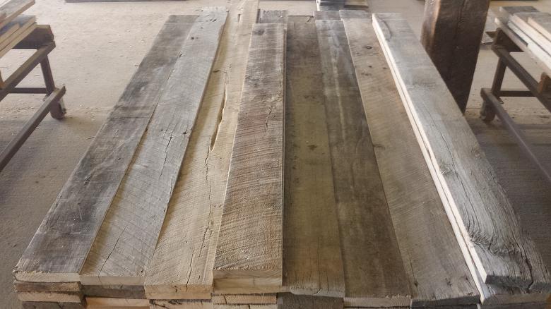 1 x 6 (edged to 5 1/2") weathered mixed hardwood